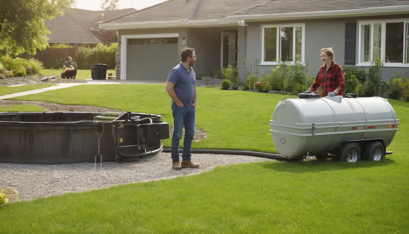 A friendly septic provider speaking with a homeowner beside a yard in Wildwood